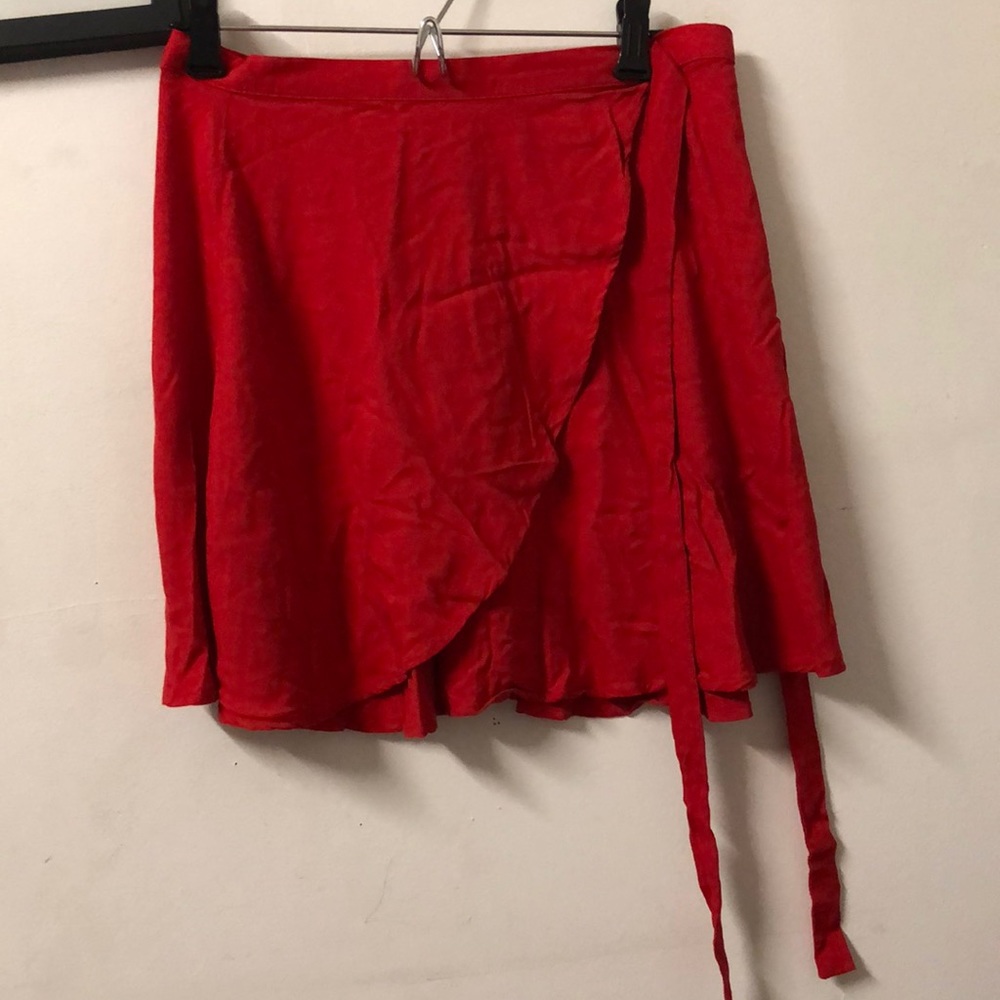 Red asymmetrical skirt